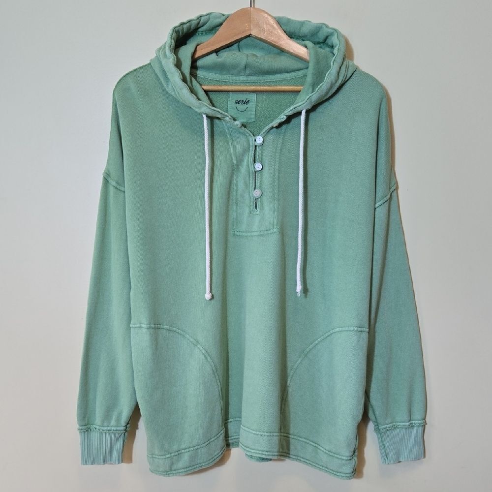 Aerie Beach Weekend Hoodie Size M Green Cozy Lounge Oversized‎